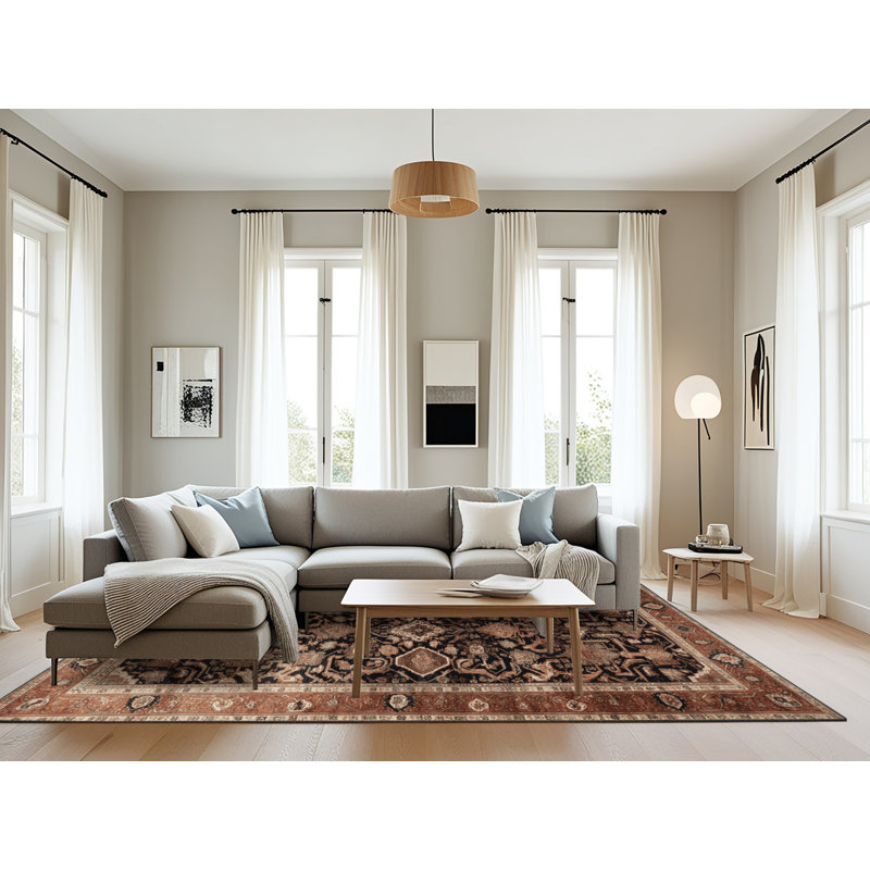 Tapis brun lavable à la machine, Rectangle 6 pi x 9 pi