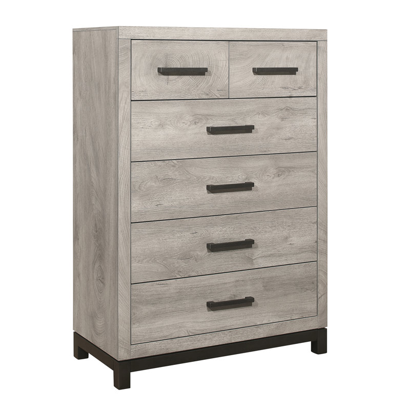 Commode 6 tiroirs Barlow, Gris clair