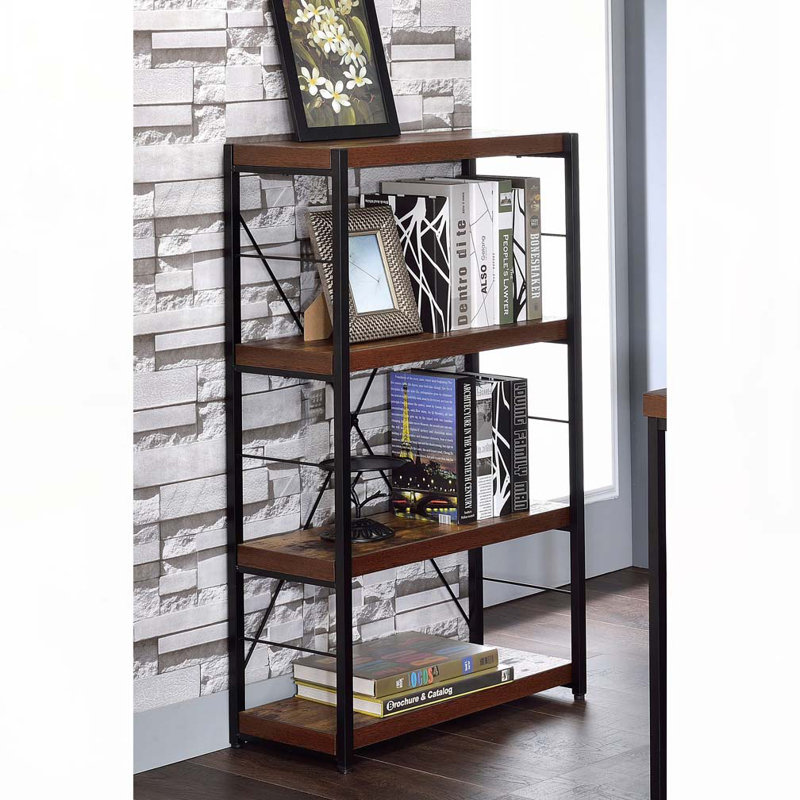 Bob Weathered Oak & Black Finish Bookshelf