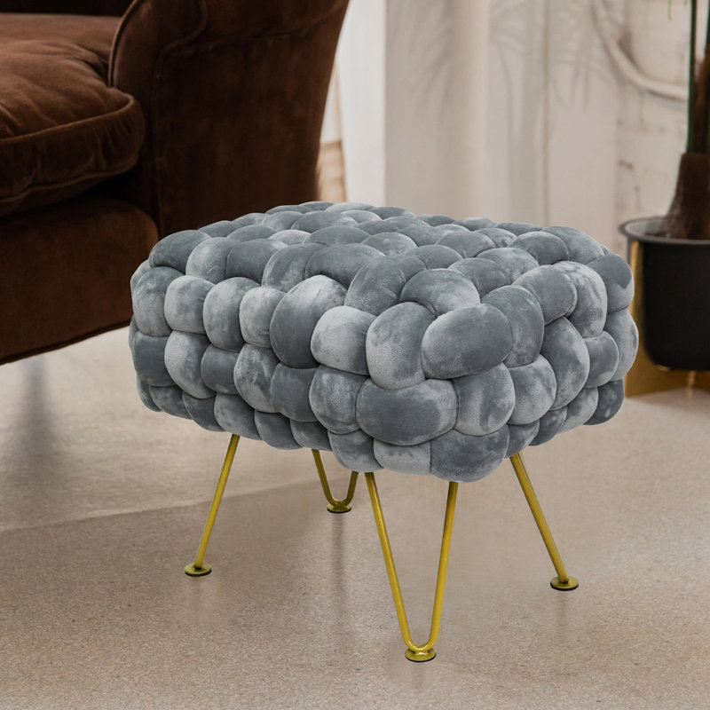 Opheim Velvet Ottoman, Griffin  Velvet