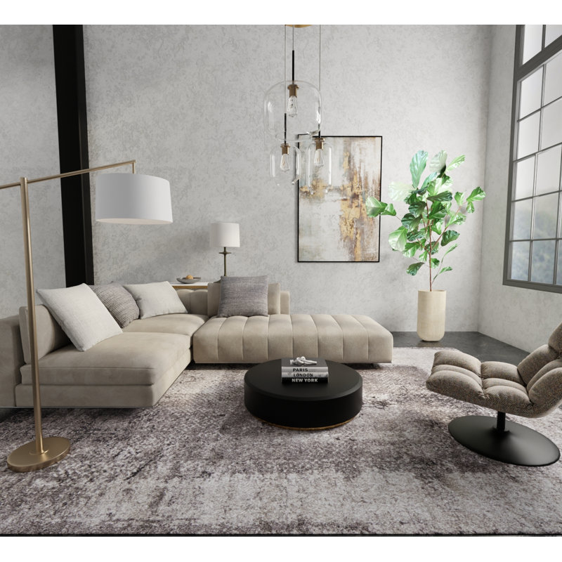 Templas Modern Abstract, Gray/Black/Taupe, Runner 2'6" x 7'3"