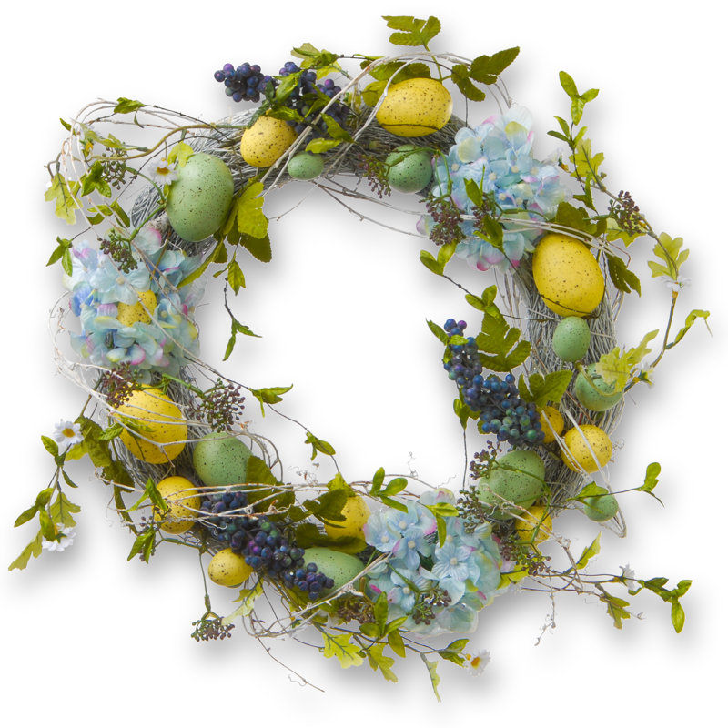 18" Easter Eggs and Hydrangeas Wreath