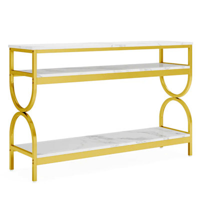 Faux Marble Sofa Table, Bedside Table, Console Table for Living Room, Hallway, Bedroom, Office