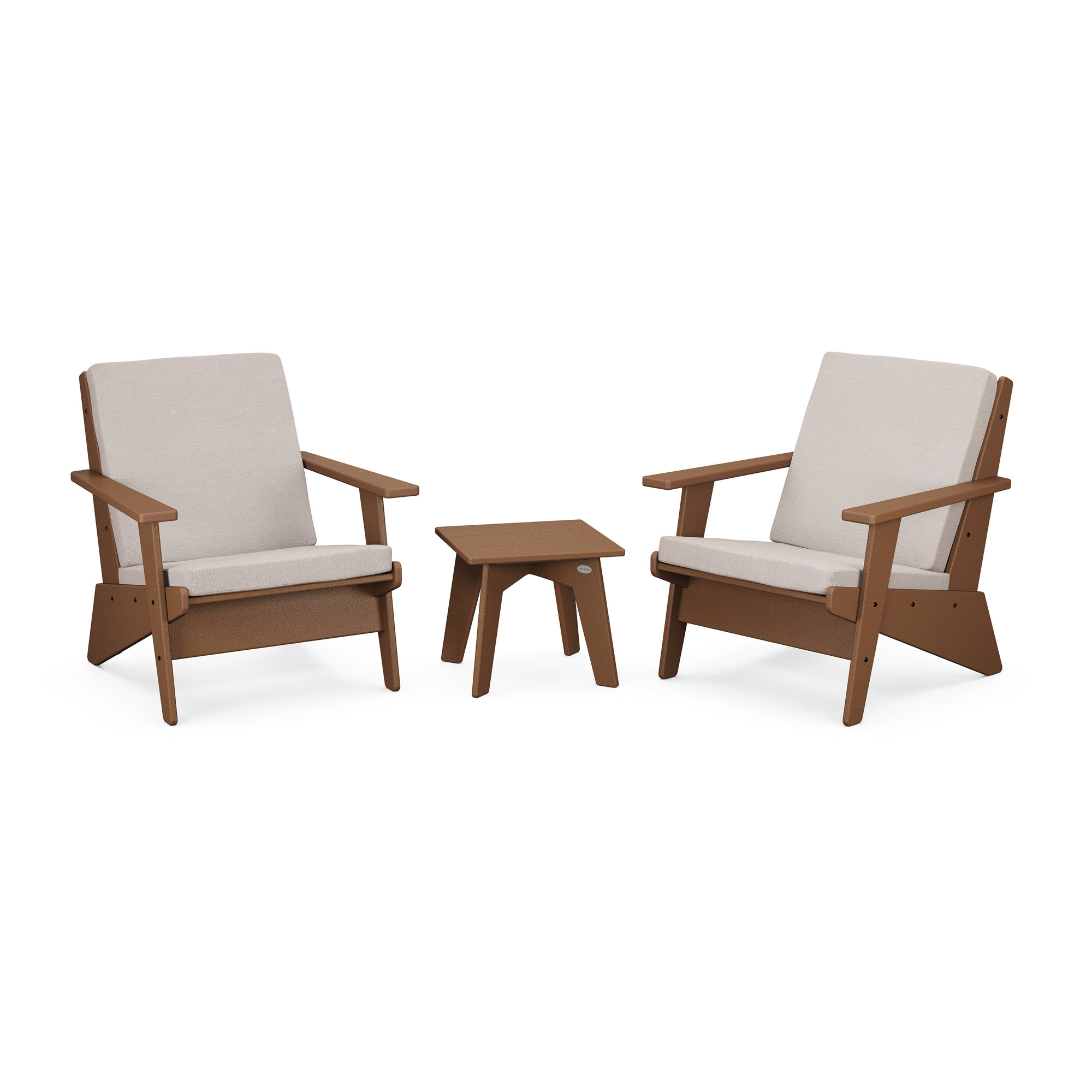 Riviera Modern Lounge 3-Piece Set, Teak, Dune Burlap