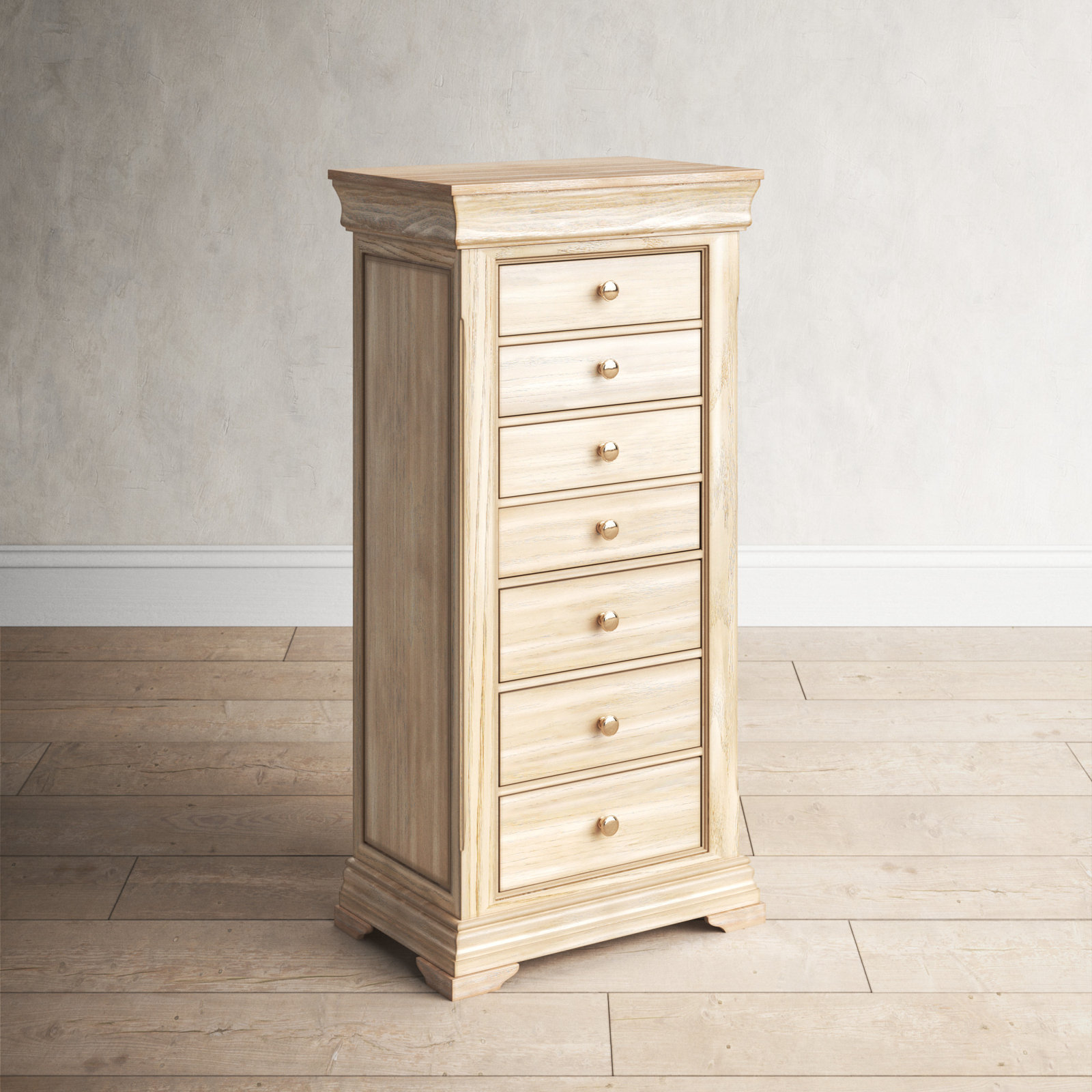 Gerardo Jewelry Armoire with Mirror, Taupe Mist