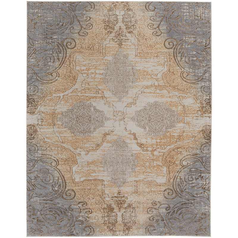 Tapis en viscose / polyester Neoma Vintage Medallion, Rectangle 7 pi 9 po x 10 pi