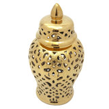 18" Spiral Lattice Temple Jar - Gold