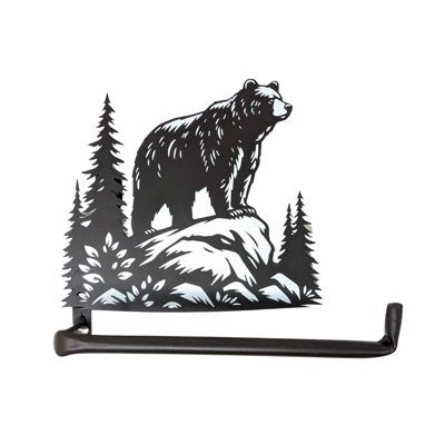 Metal Bear Toilet Paper Holder Wall Mounted Matte Black