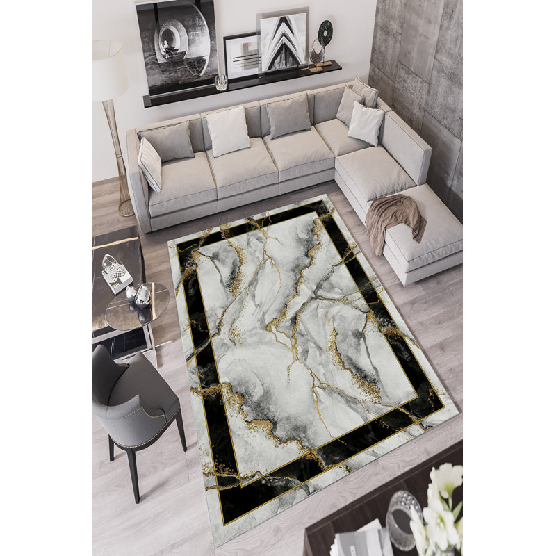 Eco-Friendly Area Rug, Muticolor, 5.9 x 9.2 Feet | 100% Polyester, 650 g/m², 0.2 in Pile Height | Antibacterial, Non-Slip PVC Dot Underside, Machine Washable, Perfect for Living Room & Bedroom Décor
