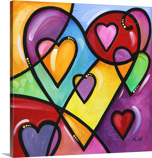 « a lot de cœur ii » par eric waugh, reproduction d’art sur toile, H 16 po x l 16 po x P 1,25 po