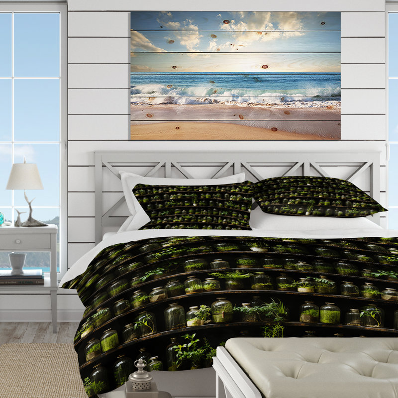 Industrial Greenery Botanical Pattern - Ensemble de housse de couette botanique