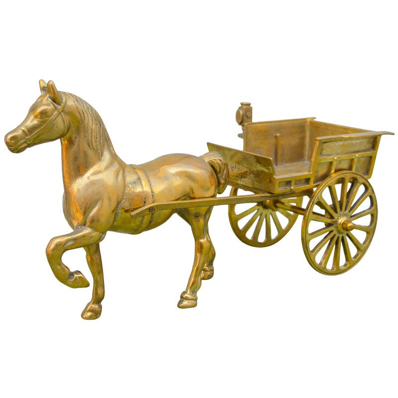 Cheval et chariot en laiton marocain fait à la main