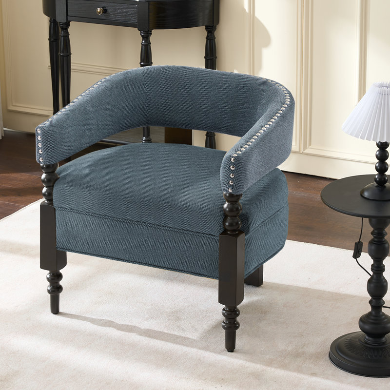 Barrel Upholstered Armchair, Blue