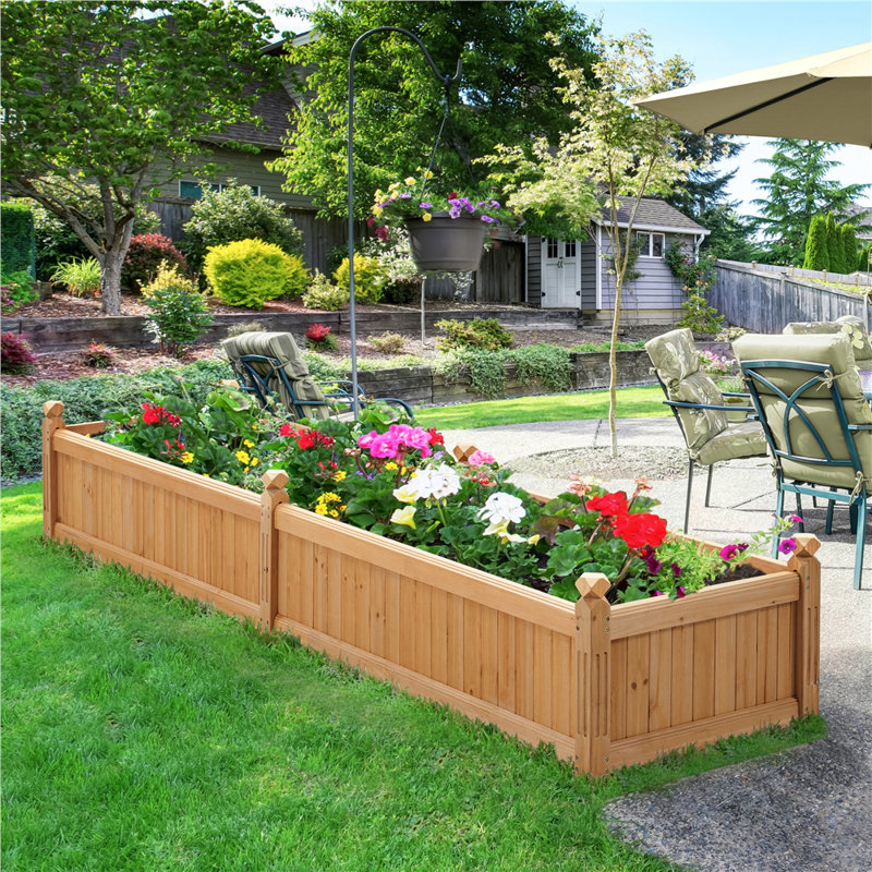 Rilynne Multiple-sized Fir Wood Rectangular Garden Planter, 15.7" H x 90.5" W x 23.5" D