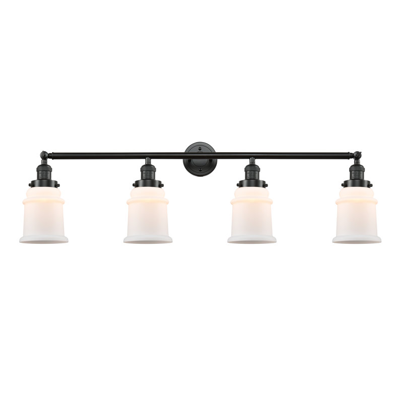 Galaviz 4 - Light Dimmable Vanity Light, 60 Watt Vintage Incandescent Bulb, Matte White, Satin Gold