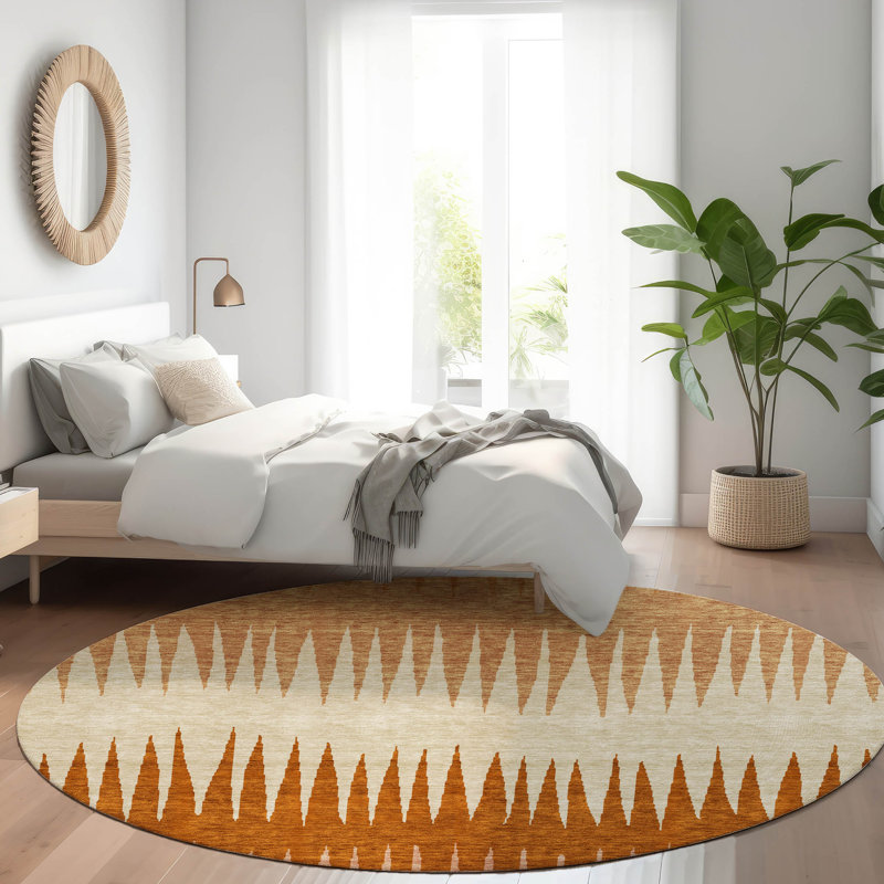 Premium Machine Washable Prisco Copper Rug, Round 8'