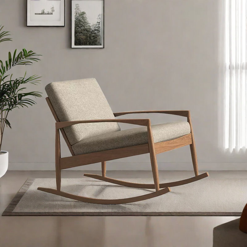 Chaise berçante en bois massif, Gris