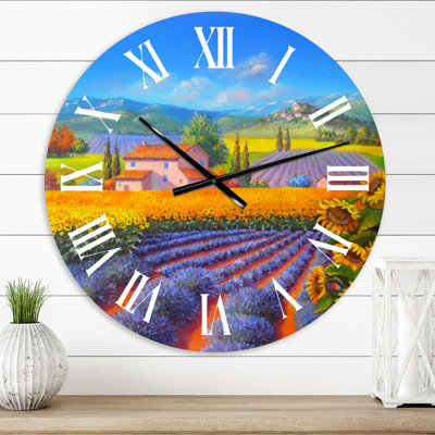 Lavande et champs de tournesols - Horloge murale traditionnelle