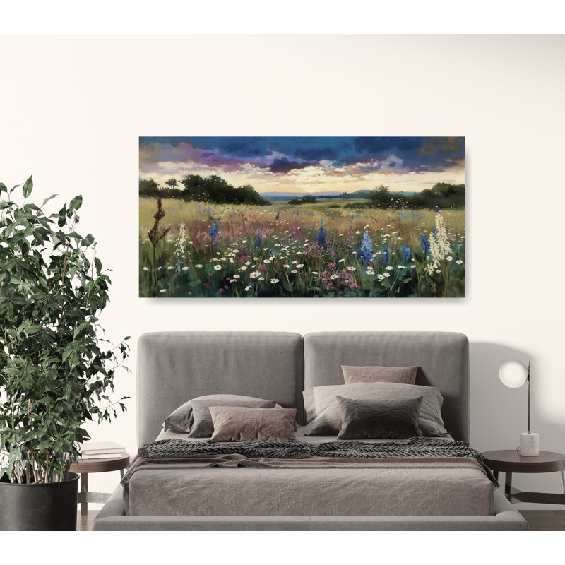 Art rétro sur toile, paysage champêtre, H 24 po x l 48 po x P 1,5 po