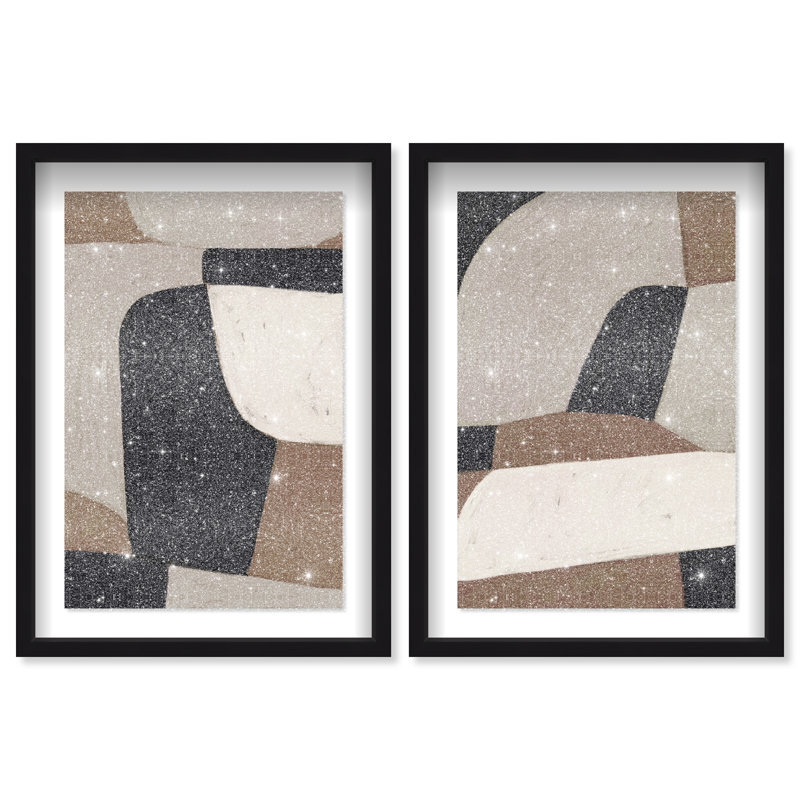 All The Way Set Shadowbox Abstract Print by Oliver Gal, Black Frame, 10 x 15, 17.5"H x 25.5"W, Black Shadowbox