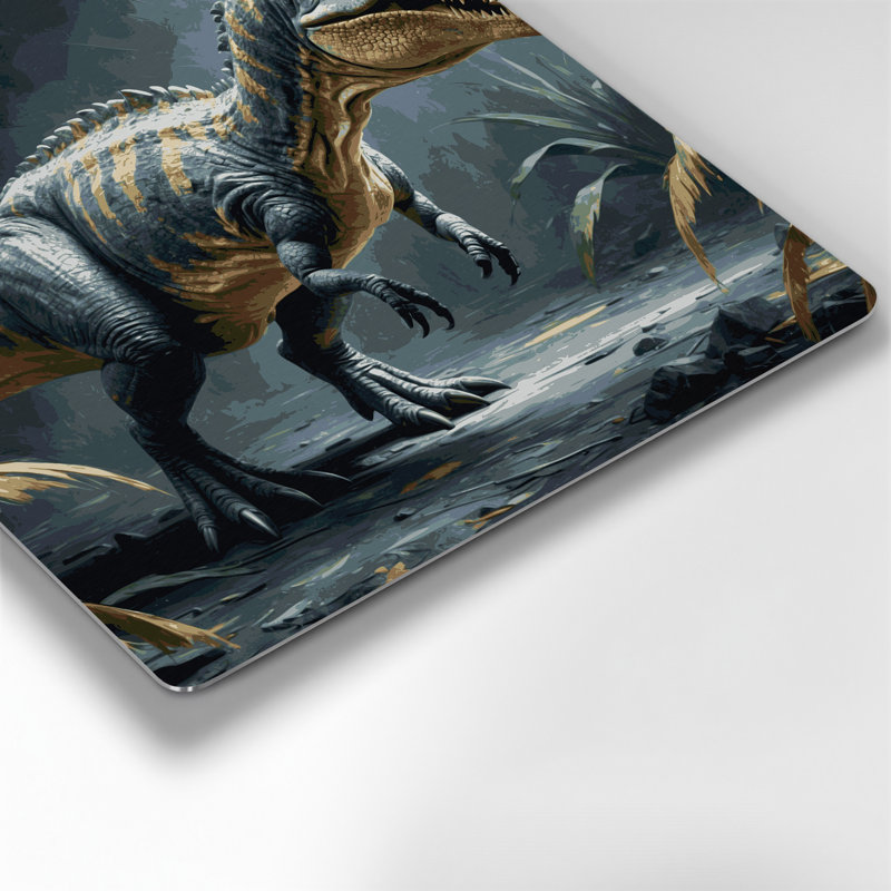 «Dinosaur Therizinosaurus», art mural en métal noir, 12" H x 12" W