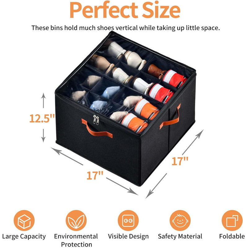 2-pack Closet Shoe Organizers Fit Up To 32 Pairs Black