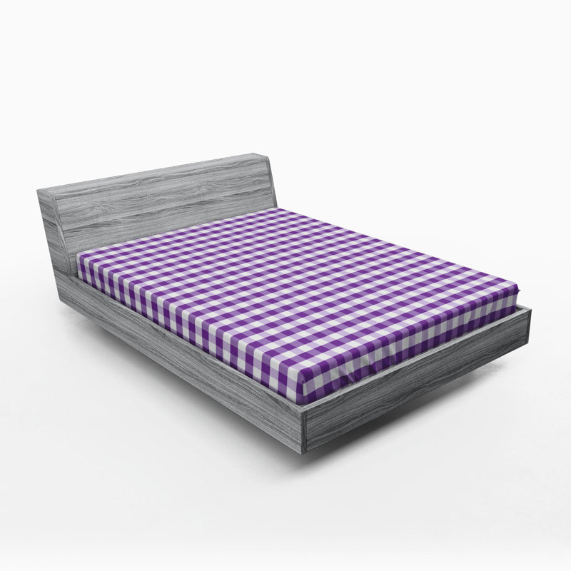 Microfiber Striped Fitted Sheet, Queen Fitted Sheet, Purple Plaid