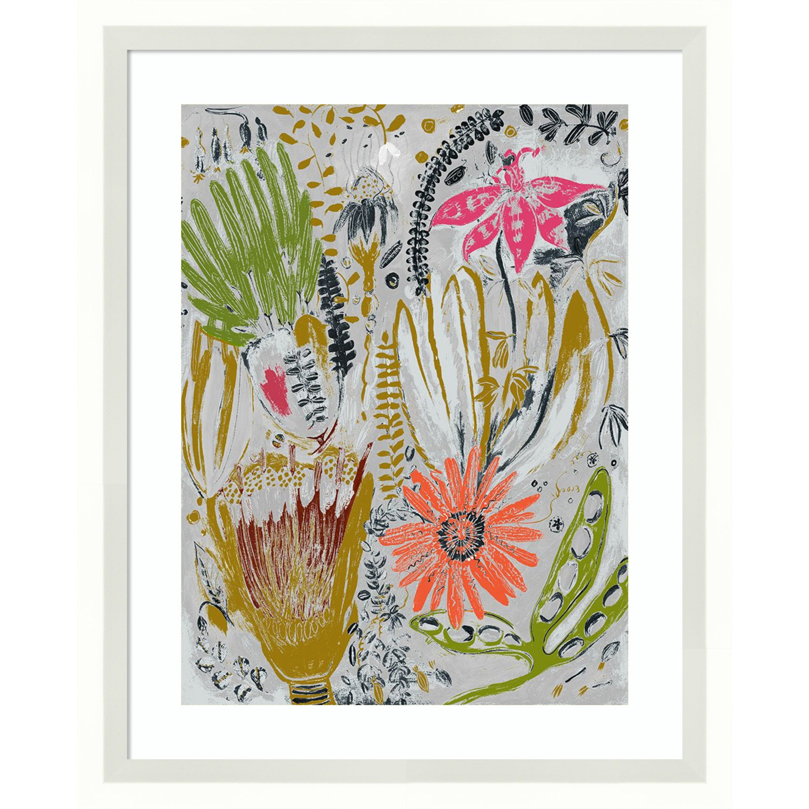 Tropical Blooms by Maya Woods, 11" W x 13" H, White