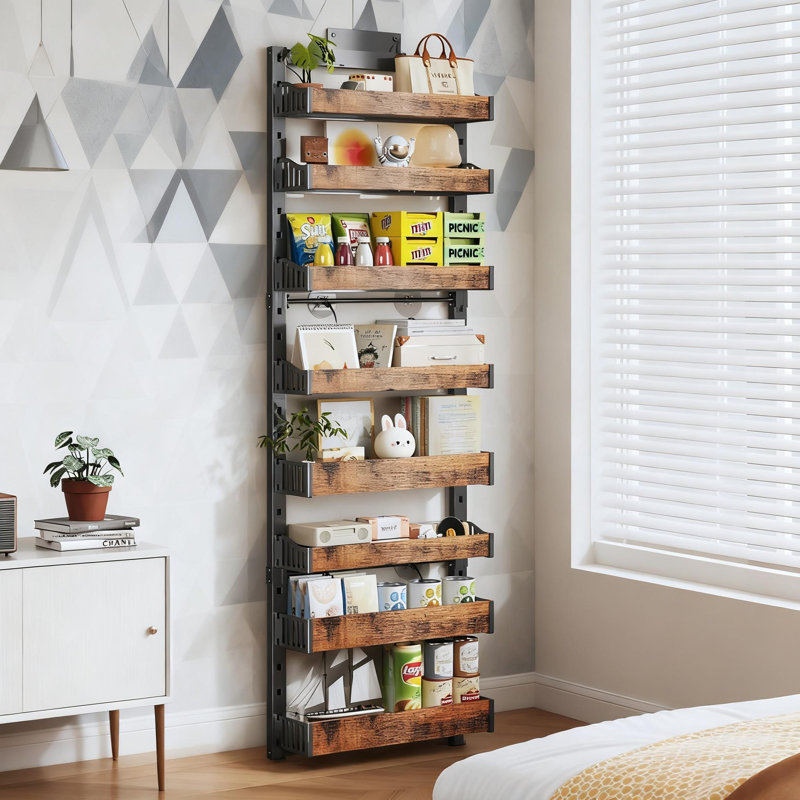 Organisateur de garde-manger au-dessus de la porte et support à épices mural avec 8 paniers réglables pour le rangement des armoires de cuisine et des placards