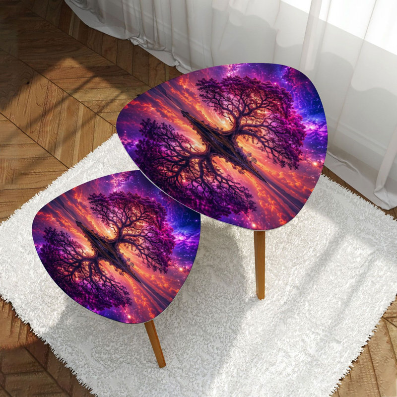 Ensemble de 2 tables basses gigognes Triangle Tree Mystic Tree