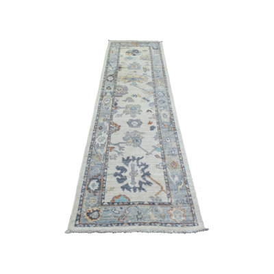 2'7" x 9'8" New Hand Knotted Ivory Wool Runner Oriental Rug - MOA10271507