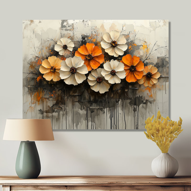 Wisbech - Zinnias, art mural grand format, H 12 po x l 20 po, Toile tendue, Ne s’applique pas