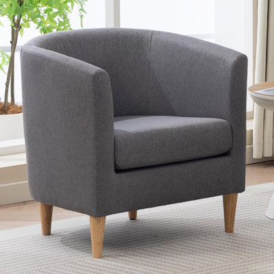 Fauteuil d'appoint Cottle Barrel avec pieds en bois, chaises de salon modernes et confortables avec accoudoirs