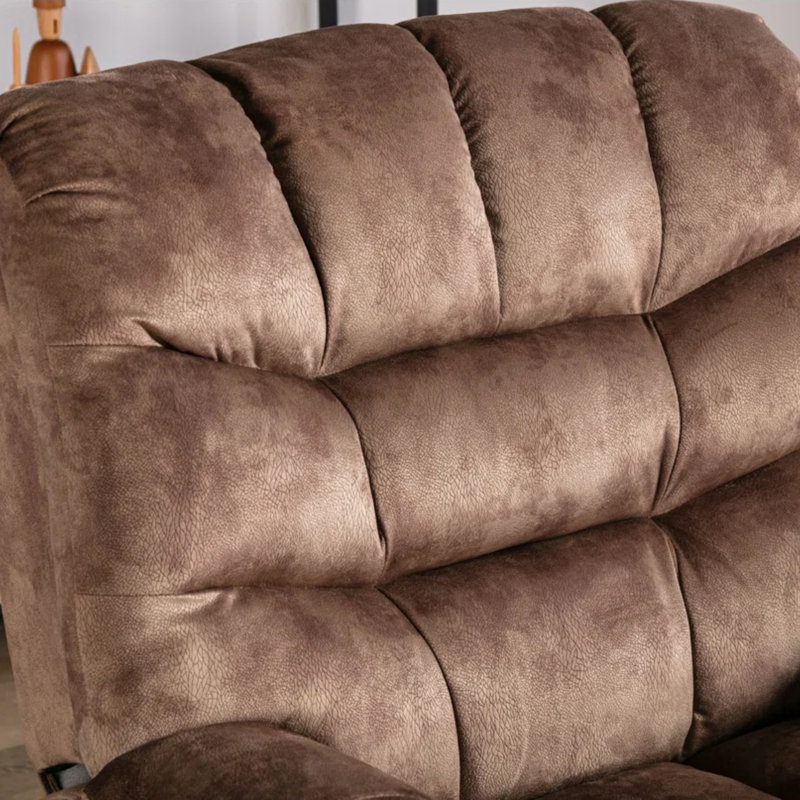 Khorey 39.4" W Super Soft Oversize Power Lift Assist Recliner Chair with Massage and Heat, Brown Velvet