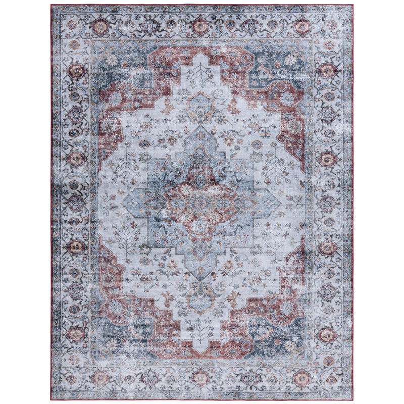 Melhado Performance Machine Washable Oriental Rug, Square 6'
