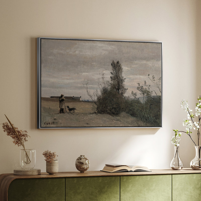 Paysage rétro-XXL III, Toile encadrée flottée blanche, H 25 po x l 37 po x P 2 po