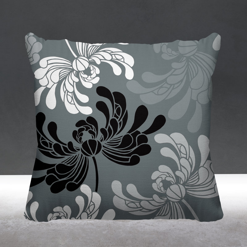 Coussin décoratif intérieur / extérieur Marilyn, 15 po x 15 po, Gris clair, Carré
