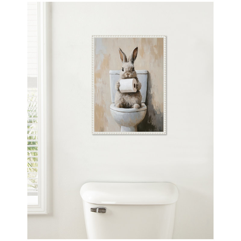 "Mignon lapin", rouleau de papier hygiénique, salle de bain, "The Creative Bunch Studio", reproduction d'art sur toile encadrée