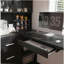 Bureau d'ordinateur avec armoires en verre et lumières DEL intégrées, bureau de coin en L avec ports de chargement USB, plateau à clavier, conception ergonomique pour les espaces de travail à domicile et en entreprise (noir)-661557068