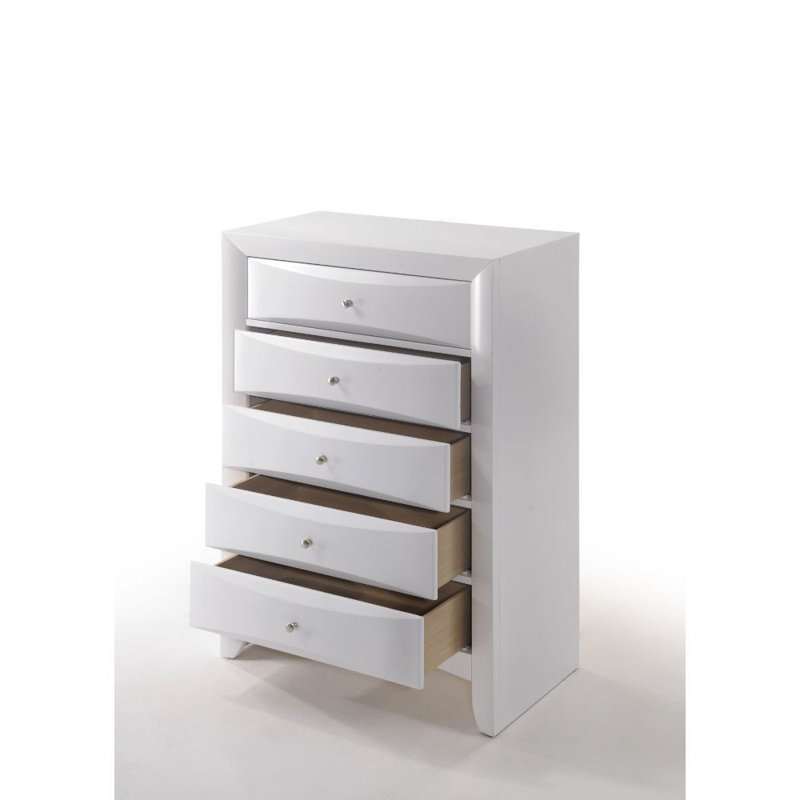 Bandzul 5-Drawer Rectangular Chest with Pull Knob, White