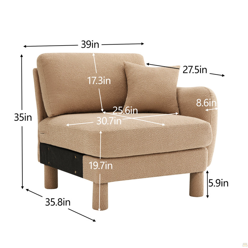 Canapé RSF avec coussin en polyester, Café