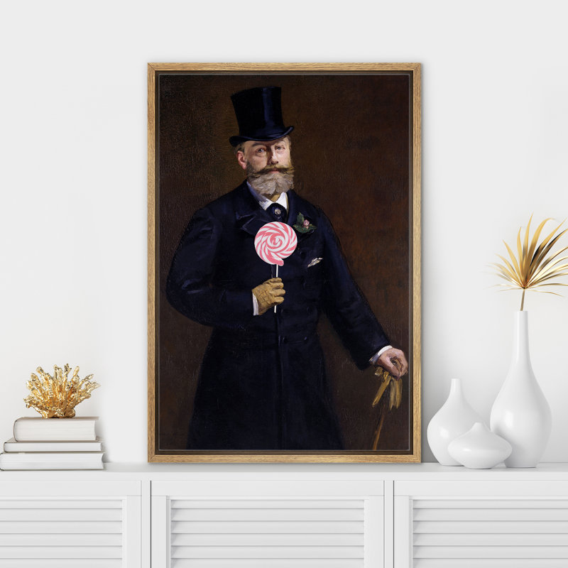«Lollipop Victorian suit man», H 24 po x l 16 po, Cadre naturel flottant