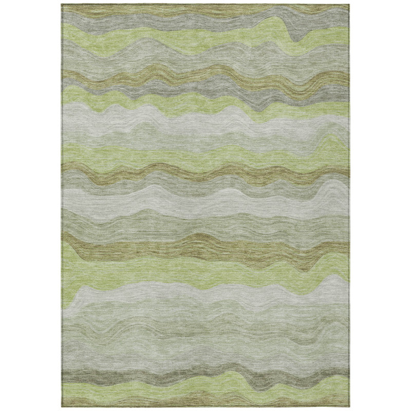 Machine Washable Indoor/Outdoor Lanphear ACN2397 Stripes Rug, Rectangle 10' x 14'