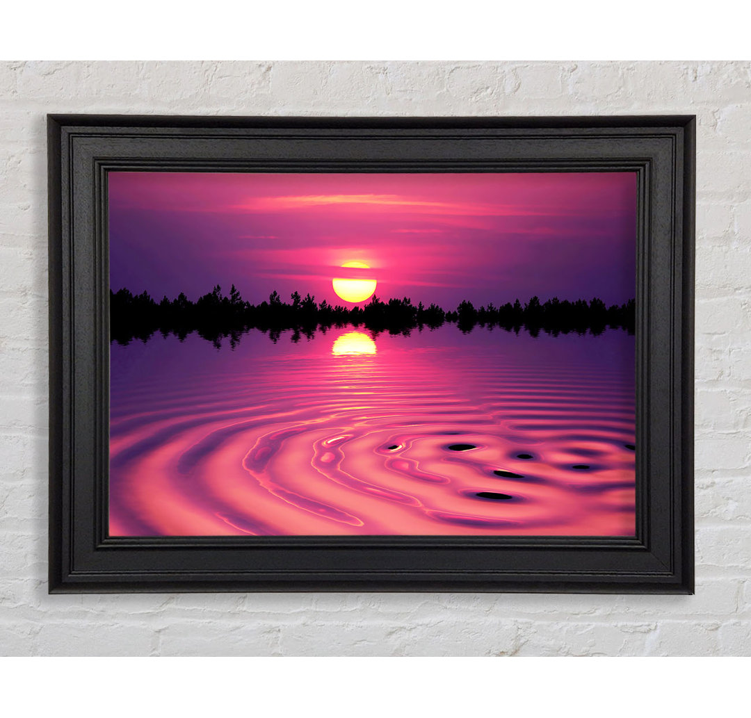 Gerahmtes Leinwandbild Pink Sunset Lake Swirl