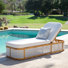 Chaise longue d'extérieur en bois d'acacia de 76,77 po Afton avec coussin hydrofuge et dossier réglable à 3 positions