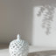 D8x9,5 po Couvercle en céramique blanc avec motif en treillis