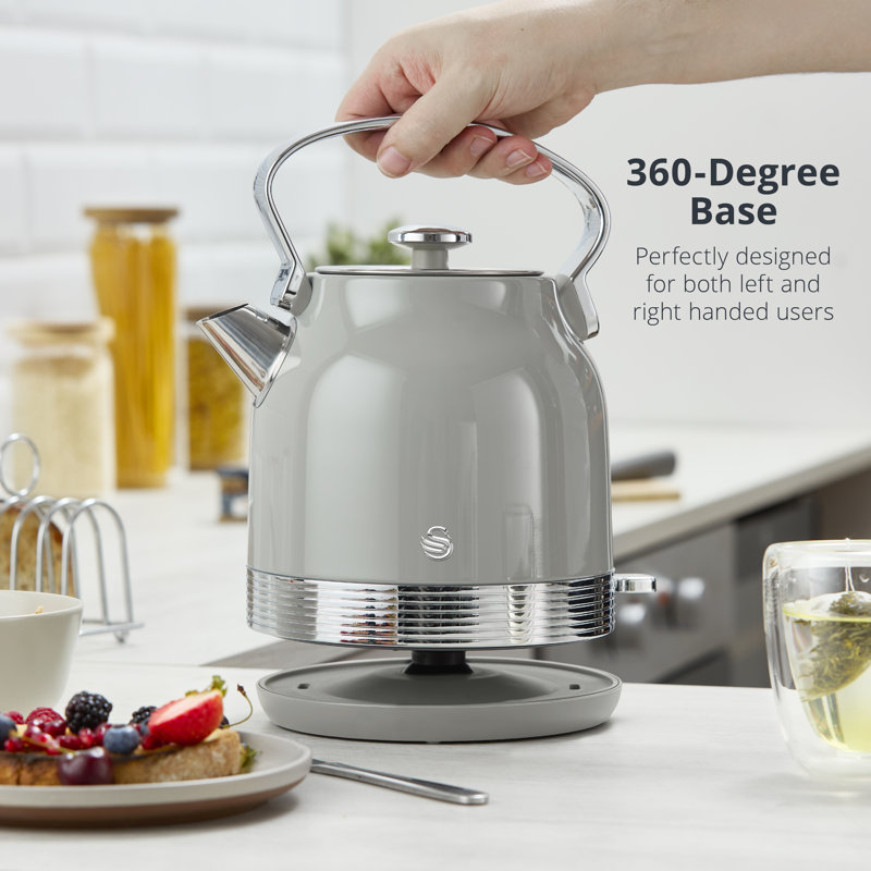 Swan Retro Kitchen Set, 1.7L Rapid Boil Traditional Kettle, 2 Slice Toaster and 20L Microwave, Grey