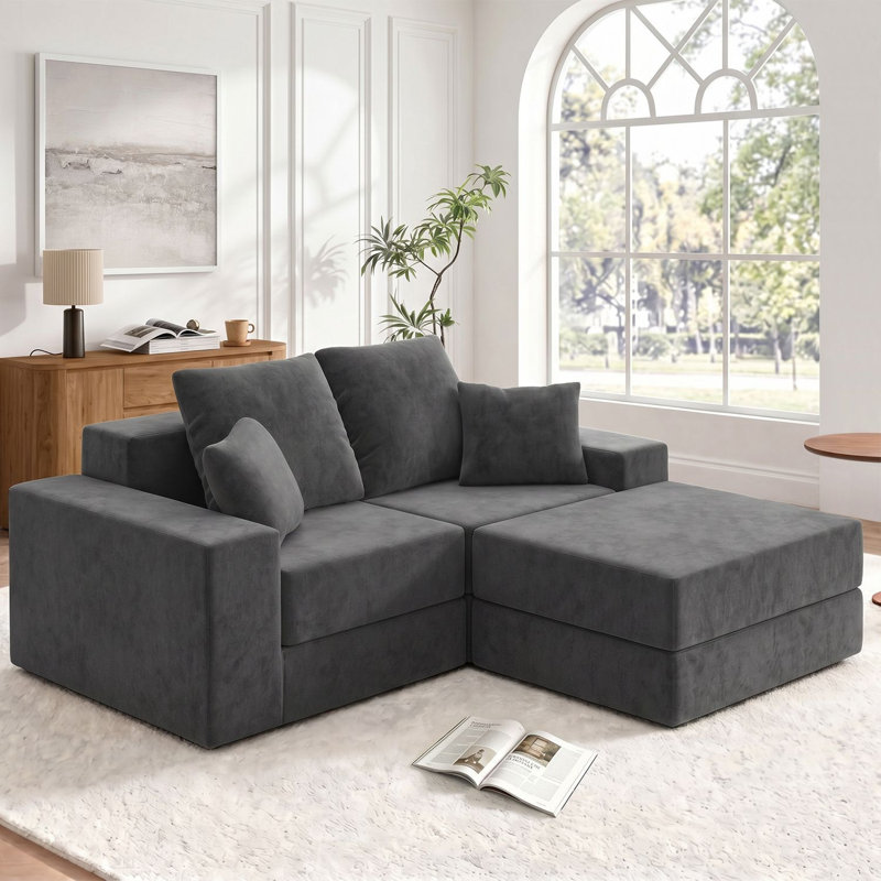 Canapé modulaire 75 po pour salon, Grey