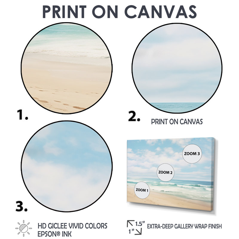 «Beach Photo Coastal Tranquility III», art mural sur toile nautique beige 4 pièces, Impression encadrée sans passe-partout
