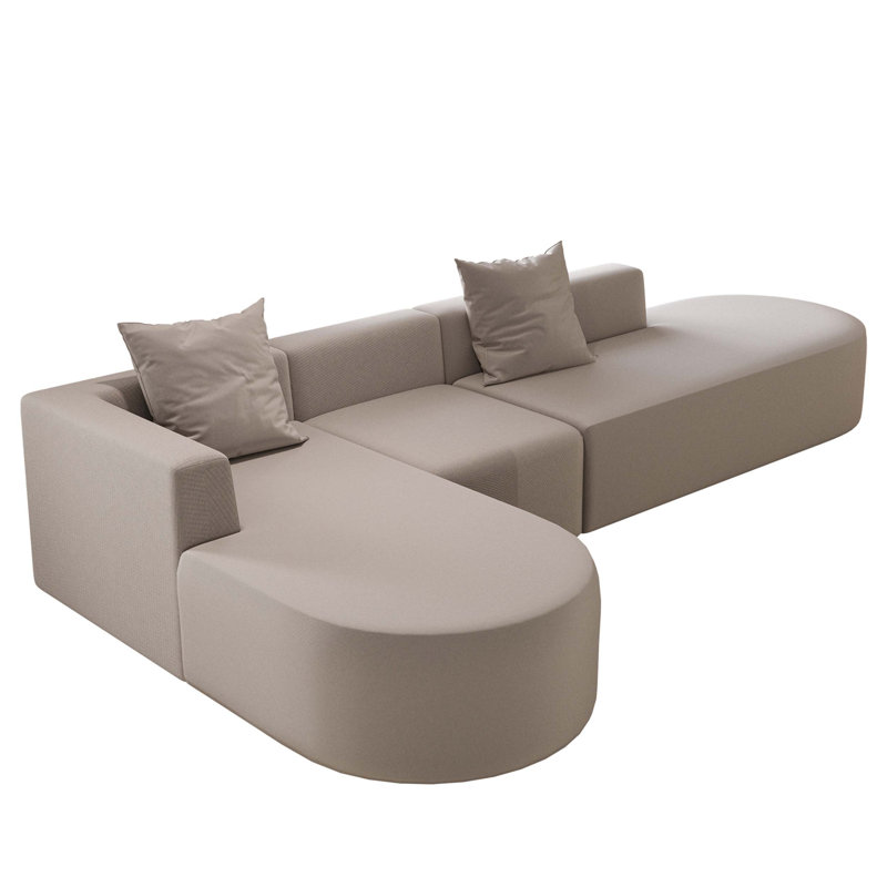 Canapé modulaire confortable en forme de L avec repose-pieds mobile, conception désossée pour le salon et la chambre à coucher, aucun assemblage requis